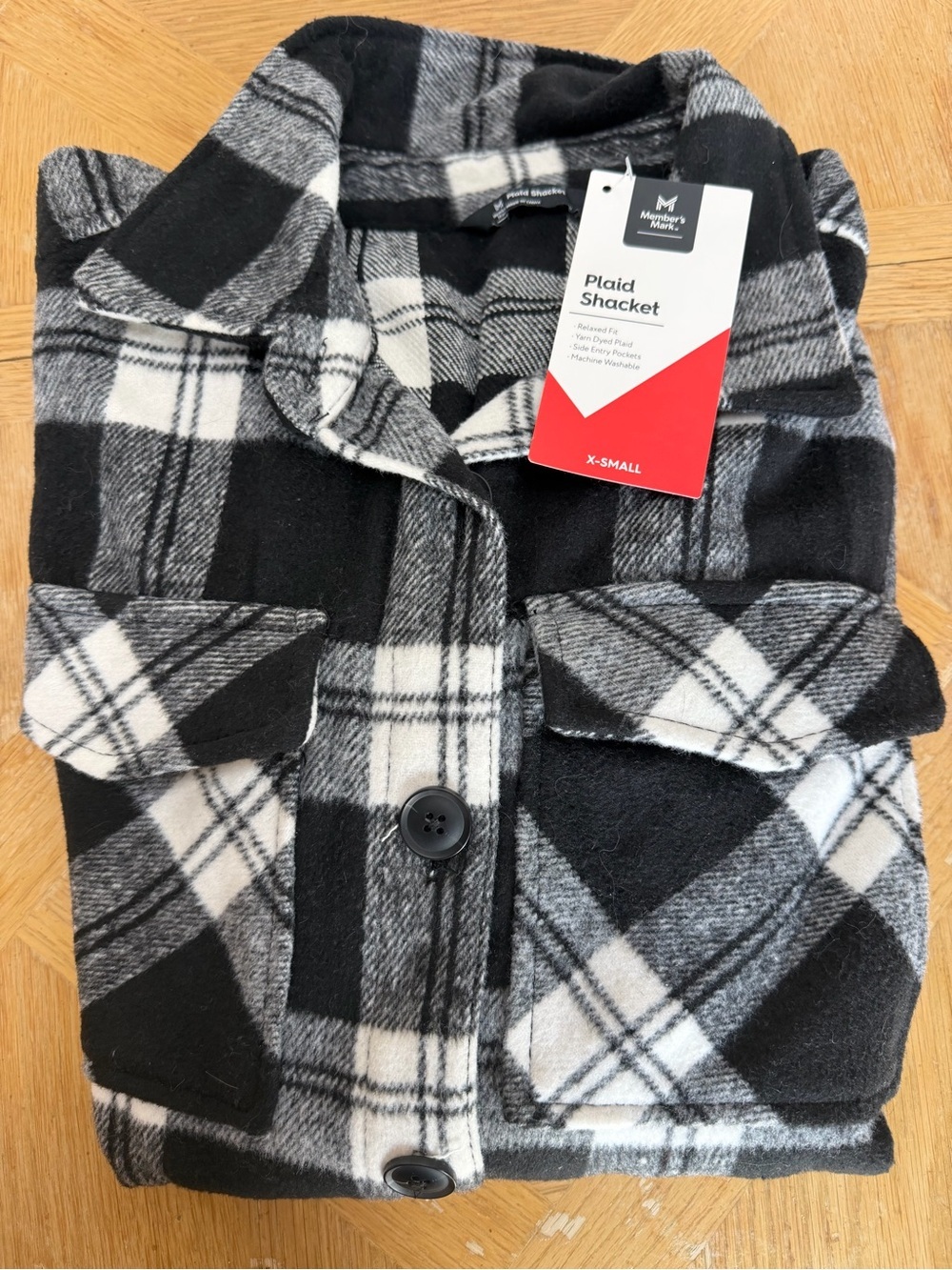 Market & Main Black & White Plaid Shacket - X-Small
